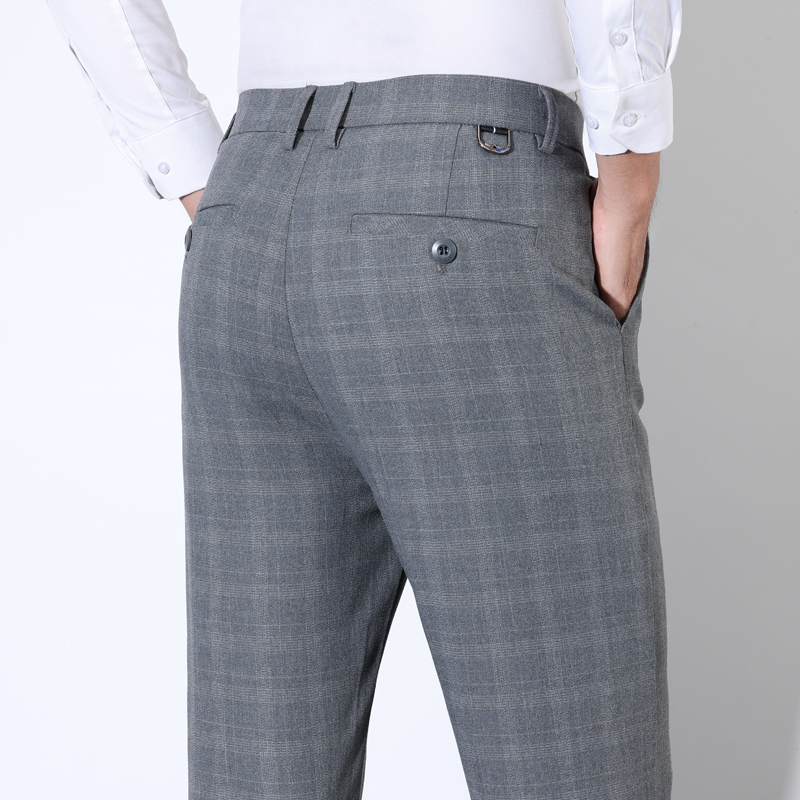Men'S Formal Wear For A Wedding - Baumwolle Plaid Gestreiften Klassischen Anzug Hosen
