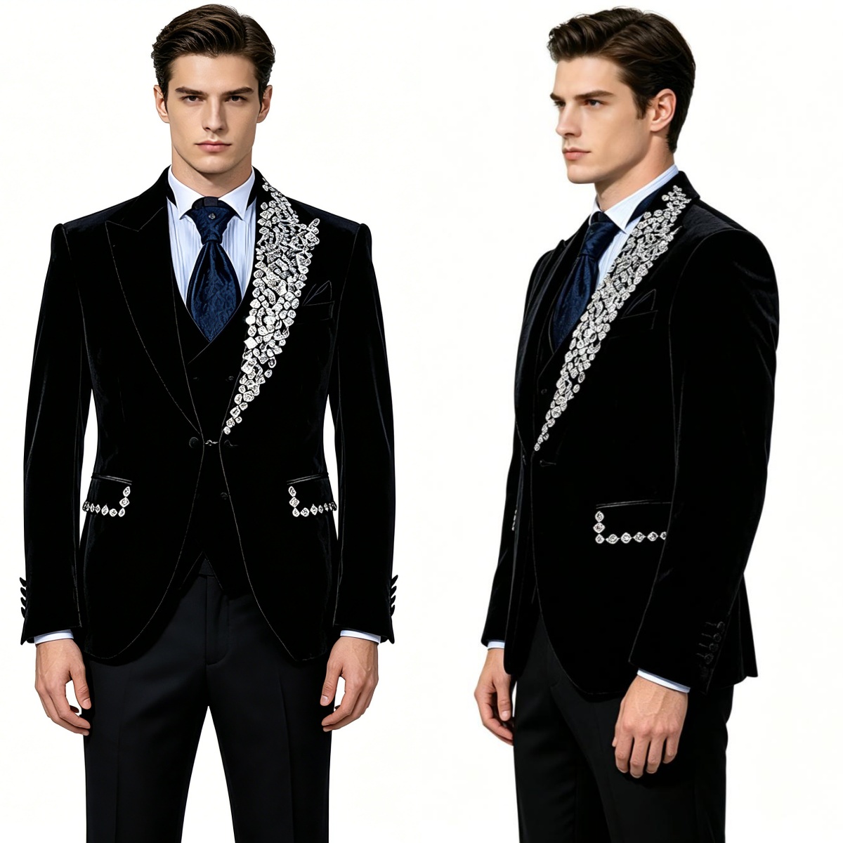 Men'S Formal Wear No Suit - Formelle Hochzeitsanzüge aus Samt, 2-teiliges Set,