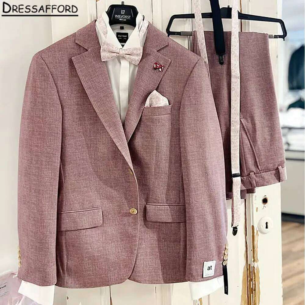 Men Formal Wear Pink - Rosa Formelle Hochzeitsanzüge Herren Businessanzug 2-teilig