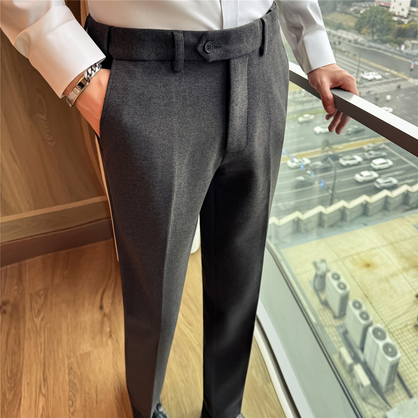 Men'S Formal Wear In Winter - Herren-Anzughose aus Wollmischung, Gerade Geschnitten, mit
