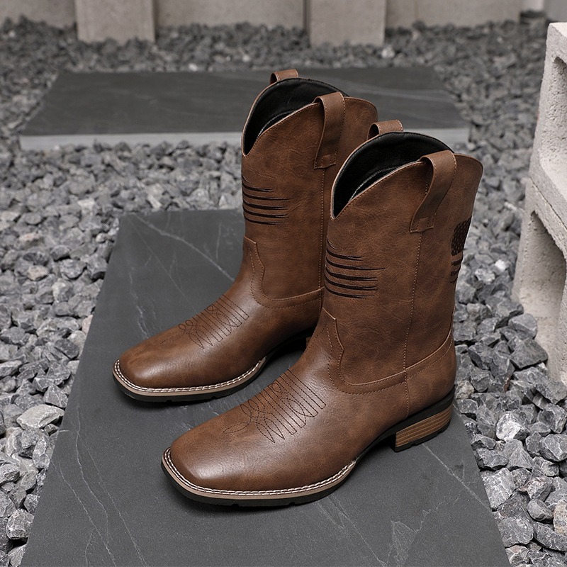 Men'S Ethnic & Formal Designer Wear Studio S - Herren Western-Cowboystiefel mit Quadratischer Zehenkappe, Halbhohe