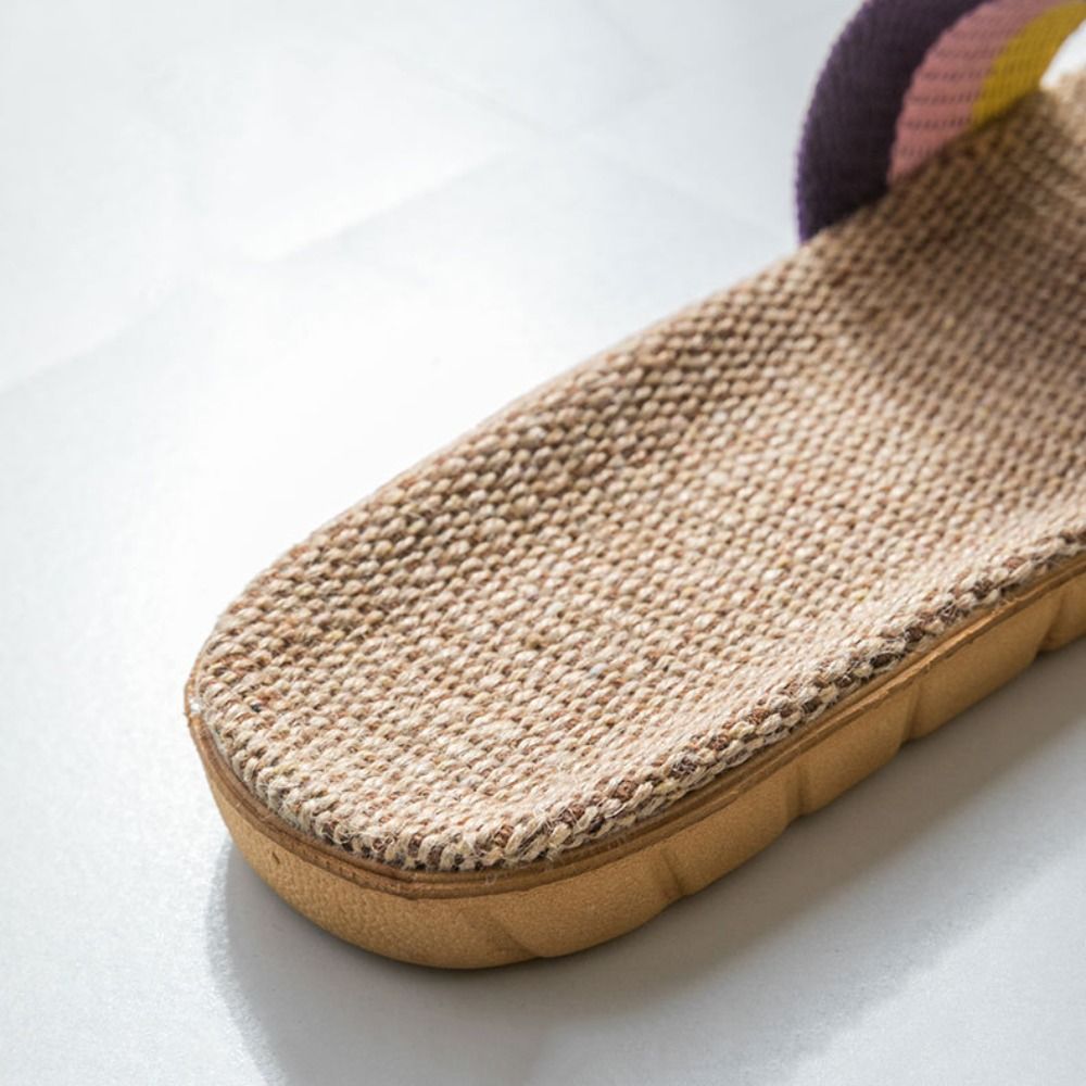 Men'S Ethnic & Formal Designer Wear Studio S - Modische Ethnische Leinen-Kreuzpantoffeln Weiche Flachs-Slides Sandalen