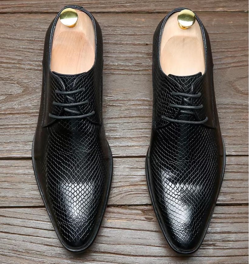 Scale - Men Formals & Ethnic Wear - Hochwertige schwarze Lederschuhe mit Fischschuppenmuster für