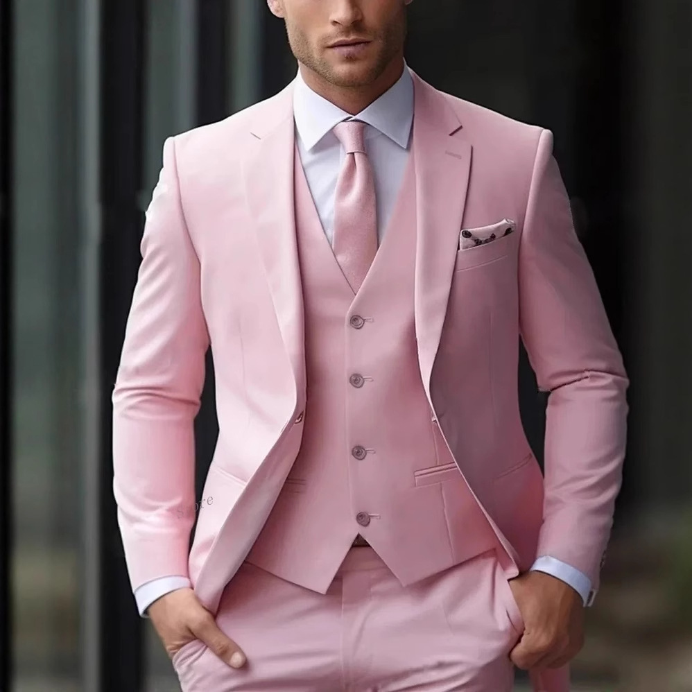 3-teiliger rosa formeller Herr – Men Formal Wear Pink Bewertung und Preis