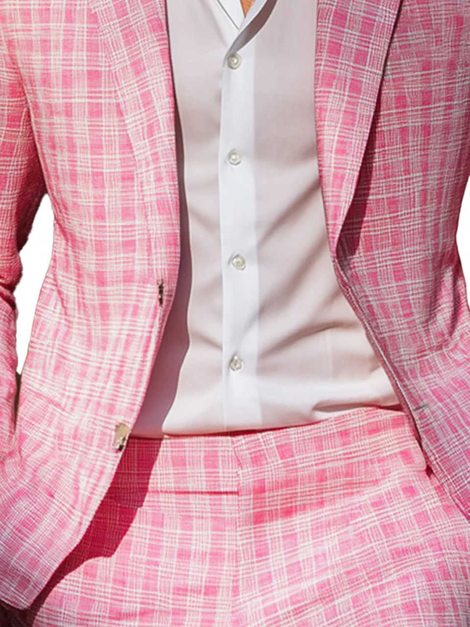 Sommer rosa karierte Herren-Sm – Men Formal Wear Pink Bewertung und Preis