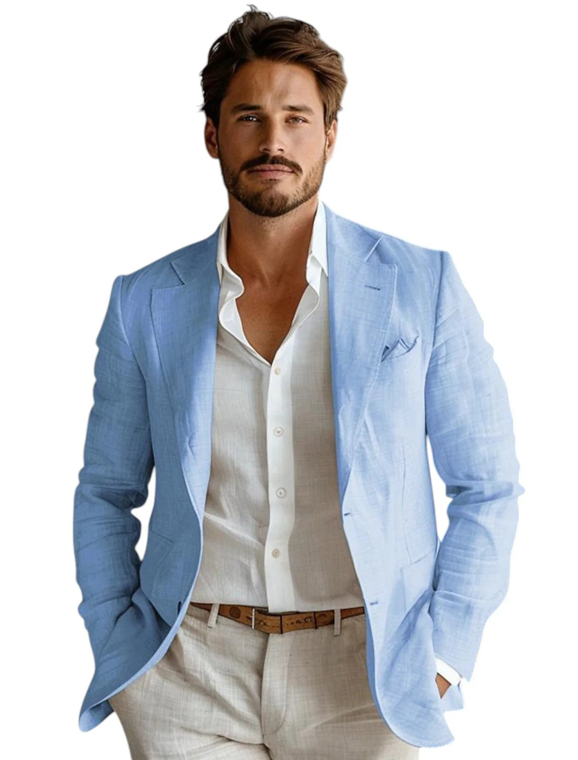 Blauer Slim-Fit Herren-Leinenb – Men Formal Wear With Coat Bewertung und Preis